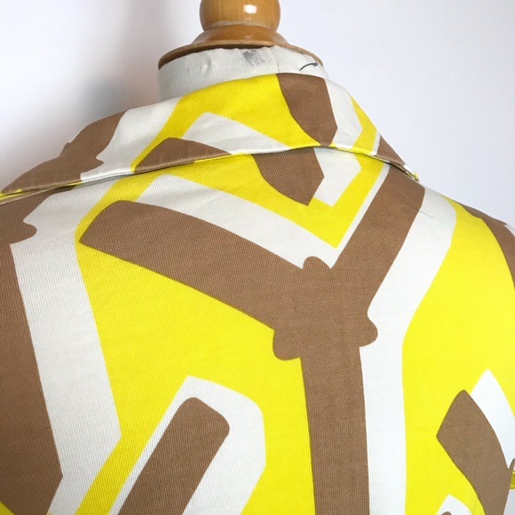 Diane Von Furstenberg Vintage Yellow Mod Wrap Top - Picture 6 of 8